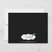 黒い金ゴールドアールデコ孔雀の結婚式の日付を保存 セーブザデート (裏面)