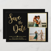 黒い金ゴールドエレガントの写真 セーブザデート (正面/裏面)