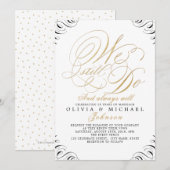 黒い金ゴールドエレガントヴィンテージ書はまだ行う 招待状 (正面/裏面)