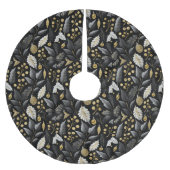 黒い金ゴールドクリスマスパターン#18 ID1009 ブラッシュドポリエステルツリースカート (正面)