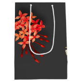 黒い金ゴールドクリムゾンエキゾチックな熱帯地方の葉 ミディアムペーパーバッグ (裏面)