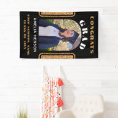 黒い金ゴールドグリッターおめでとうグラッドフォトバックグラウンド 横断幕 (インサイチュ)