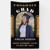 黒い金ゴールドグリッターおめでとうグラッドフォトバックグラウンド 横断幕 (縦)