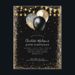 黒い金ゴールドグリッターライトバルーン任意の年齢誕生日 ポストカード<br><div class="desc">黒モダン色の金ゴールドグリッターライトBalloon Any Age誕生日</div>
