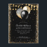 黒い金ゴールドグリッターライトバルーン任意の年齢誕生日 ポストカード<br><div class="desc">黒モダン色の金ゴールドグリッターライトBalloon Any Age誕生日</div>