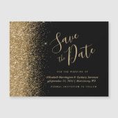 黒い金ゴールドグリッター磁気結婚式の日付を保存 (正面)