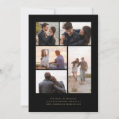 黒い金ゴールドグリッター5-Photo日付カードを保存 セーブザデート (裏面)