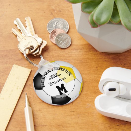 黒い金ゴールドサッカーチームは男の子を色彩豊かな女の子 キーホルダー (デスク)