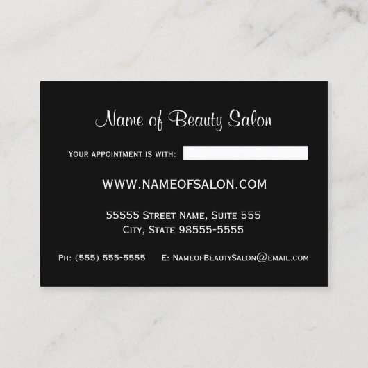 黒い金ゴールドシェブロンサロンアポイントメントアラーム 予約カード (裏面)