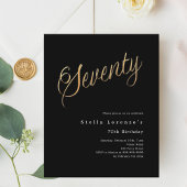 黒い金ゴールドスクリプト予算70th誕生日の招待