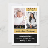 黒い金ゴールドスクールの色と今、卒業 招待状 (正面)