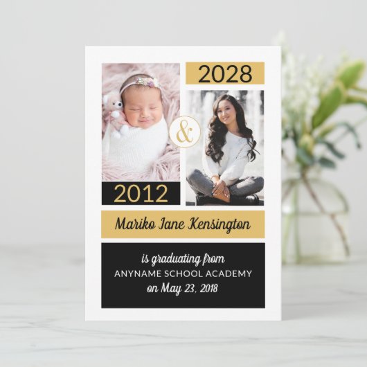 黒い金ゴールドスクールの色と今、卒業 招待状 (スタンド正面)