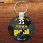 黒い金ゴールドスクールチームの女の子サッカー キーホルダー (正面)