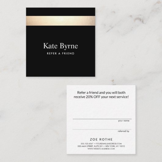 黒い金ゴールドストライプのが友達を参照 紹介カード (正面/裏面)