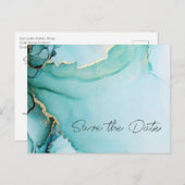 黒い金ゴールドターコイズ結婚式の日付を保存 案内ポストカード (正面/裏面)