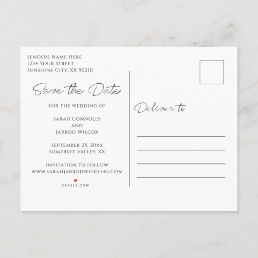 黒い金ゴールドターコイズ結婚式の日付を保存 案内ポストカード (裏面)