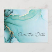 黒い金ゴールドターコイズ結婚式の日付を保存 案内ポストカード (正面)