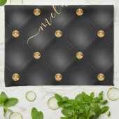 黒い金ゴールドダイヤモンドはあなたの名前キッチンタオルをタフティング キッチンタオル (折り畳み)