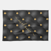 黒い金ゴールドダイヤモンドはあなたの名前キッチンタオルをタフティング キッチンタオル (横)