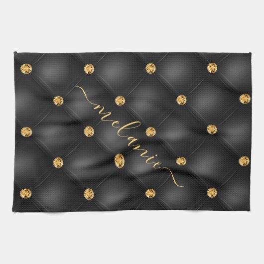 黒い金ゴールドダイヤモンドはあなたの名前キッチンタオルをタフティング キッチンタオル (横)