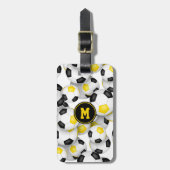 黒い金ゴールドチームがサッカーボールの色を設定 ラゲッジタグ (正面縦)