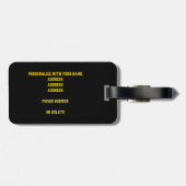 黒い金ゴールドチームがサッカーボールの色を設定 ラゲッジタグ (裏面横)