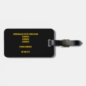 黒い金ゴールドチームがバスケットボールの選手をカラーにする ラゲッジタグ (裏面横)