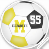 黒い金ゴールドチームは女の子をサッカー シール (正面)