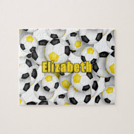 黒い金ゴールドチームは女の子をサッカー ジグソーパズル