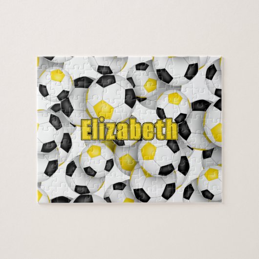 黒い金ゴールドチームは女の子をサッカー ジグソーパズル (横)