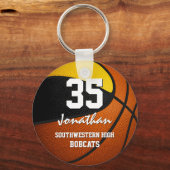 黒い金ゴールドチームは男の子のバスケットボールの女の子を色に キーホルダー (正面)