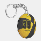 黒い金ゴールドチームは男の子のバスケットボールの女の子を色に キーホルダー (正面左)