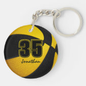 黒い金ゴールドチームは男の子のバスケットボールの女の子を色に キーホルダー (裏面)