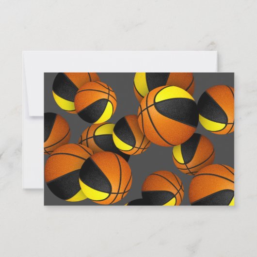 黒い金ゴールドチームカラーバスケットボール誕生日 招待状 (裏面)