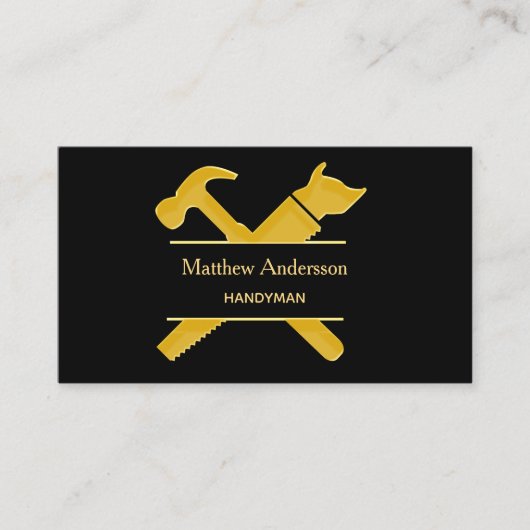 黒い金ゴールドツールホーム修復フォトQRコード 名刺 (正面)