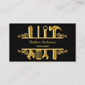 黒い金ゴールドツールホーム修復フォトQRコード 名刺 (正面)