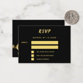 黒い金ゴールドノートの応答RSVP ノートカード (正面/裏面インサイチュ)