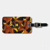 黒い金ゴールドバスケットボールのパターンチームの色 ラゲッジタグ (正面横)