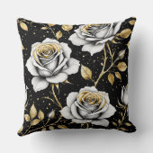 黒い金ゴールドバラと（ばちゃばちゃ）跳ねる クッション (裏面)