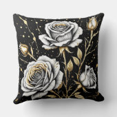 黒い金ゴールドバラ（灰色） クッション (裏面)