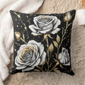 黒い金ゴールドバラ（灰色） クッション (ブランケット)