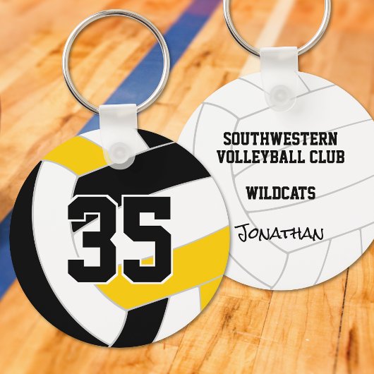 黒い金ゴールドバレーボールチームの色 キーホルダー