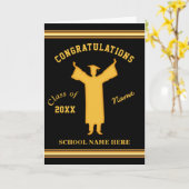 黒い金ゴールドパーソナライズされた、彼のための卒業カード カード (黄色い花)