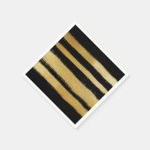 黒い金ゴールドフェイクのブモダンラシストライプストローク スタンダードカクテルナプキン (角)