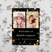 黒い金ゴールドフォトスター2人の誕生日へようこそ ポスター