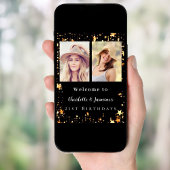 黒い金ゴールドフォトスター2人の誕生日へようこそ ポスター