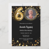 黒い金ゴールドフォトスター60歳の誕生日 招待状 (正面)