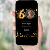 黒い金ゴールドフォトスター60歳の誕生日 招待状