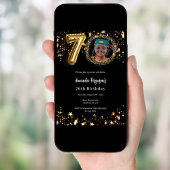 黒い金ゴールドフォトスター70歳の誕生日 招待状