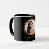 黒い金ゴールドフォト名スクリプト マグカップ (正面左)